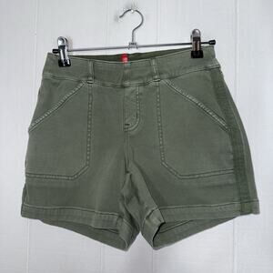 Spanx Women’s Twill Stretch Shorts Pull On Green Size XS